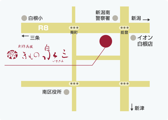 きもの泉三へのアクセスマップ